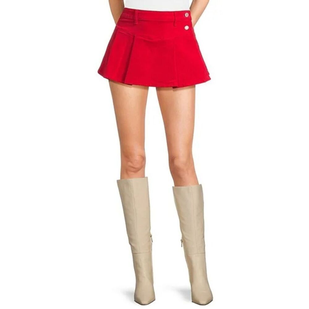 Copper Key Pleated Velvet Mini Skirt Red Pleated Tennis Skort NEW